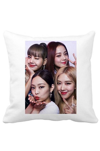 BEKZ Perna Decorativa BlackPink, Model 8, 40x40 cm, Alba, Mata, Husa Detasabila, Burduf