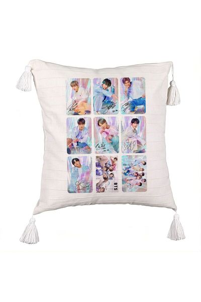 BEKZ BTS Army 5 Fringed Pillowcase, 45x45 cm, Ecru, With zipper