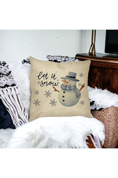 BEKZ Față de pernă de Crăciun cu om de zăpadă și text, 40x40 cm
