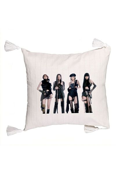 BEKZ BlackPink Fringed Pillowcase, 4, 45x45 cm, Ecru, With zipper