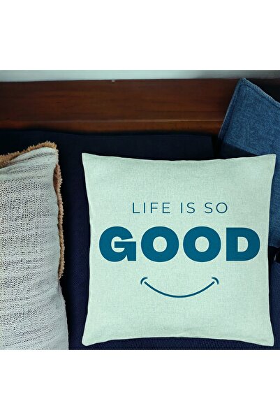 BEKZ Perna Decorativa, Model Life is So Good, 40x40 cm, Verde Menta, Husa Det...