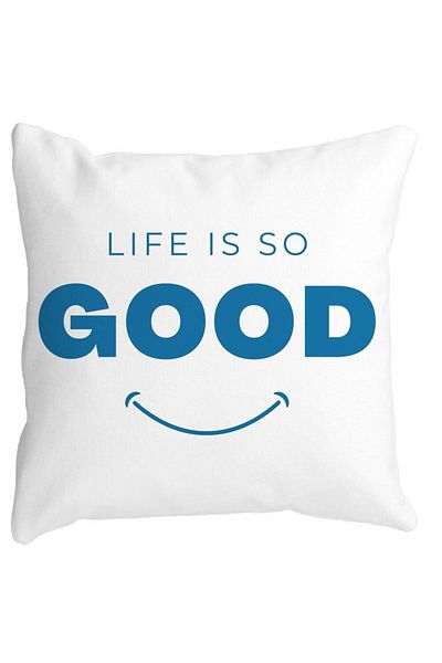 BEKZ Life Is So Good Square Pillowcase, 40x40 Cm, White, Matte