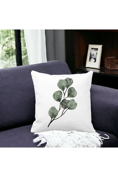 BEKZ Perna Decorativa Model Frunze, 40x40 cm, Alba, Mata, Husa Detasabila, Burduf