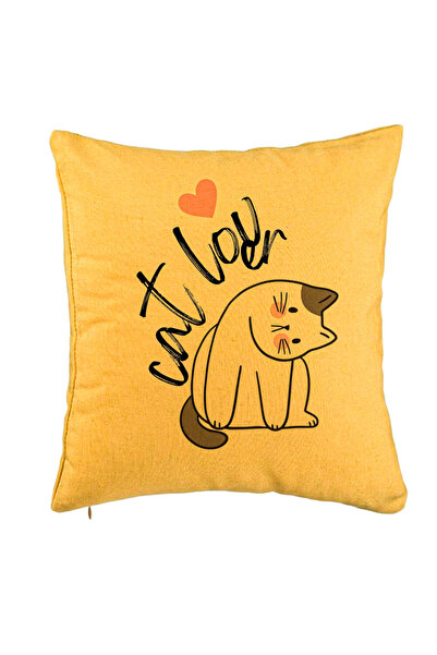 BEKZ Față de pernă, model cu iubitori de pisici, 40x40 cm, galbenă