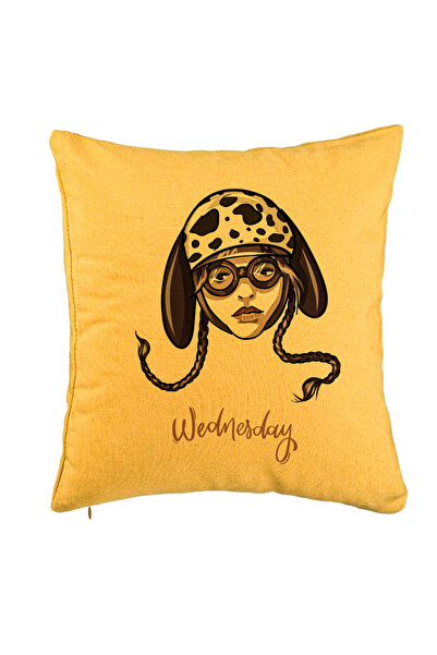 BEKZ Perna Decorativa, Model Wednesday Addams 1, 40x40 cm, Galben, Husa Detas...
