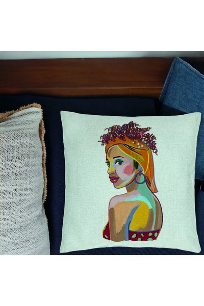 BEKZ Perna Decorativa, Model Curly African, 40x40 cm, Verde Menta, Husa Detas...