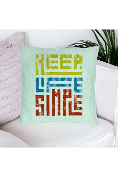 BEKZ Perna Decorativa, Model Keep Life Simple, 40x40 cm, Verde Menta, Husa De...