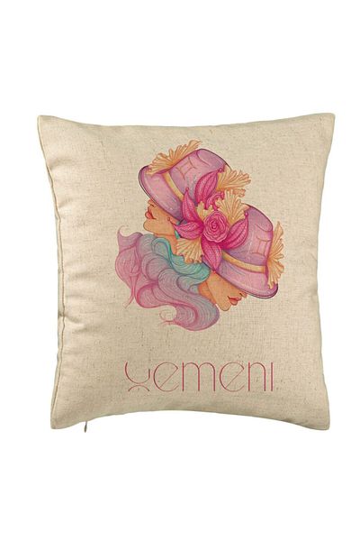 BEKZ Față de pernă, model cu semnul zodiacal Gemeni, 40x40 cm, bej