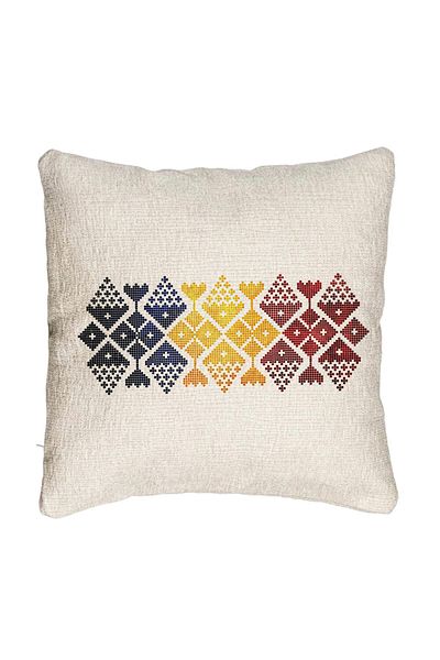 BEKZ Perna Decorativa Canapea, Model cu Motive Locale, 40x40 cm, Cu fermoar