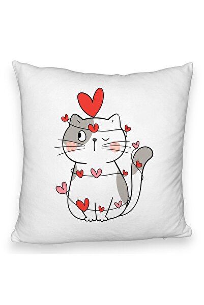 BEKZ Perna Decorativa Fluffy, Model Pisicuta, 40x40 cm, Alba, Husa Detasabila...