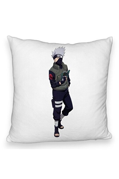 BEKZ Față de pernă pufoasă cu Naruto Kakashi, 40x40 cm, albă