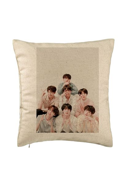 BEKZ Perna Decorativa BTS Army 7, 40×40 cm, Bej, Husa Detasabila, Burduf