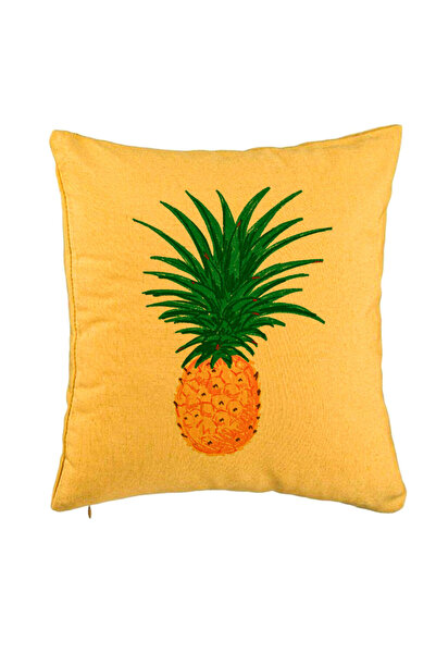 BEKZ Fata De Perna, Model Ananas, 40x40 Cm, Galben, Husa Detasabila