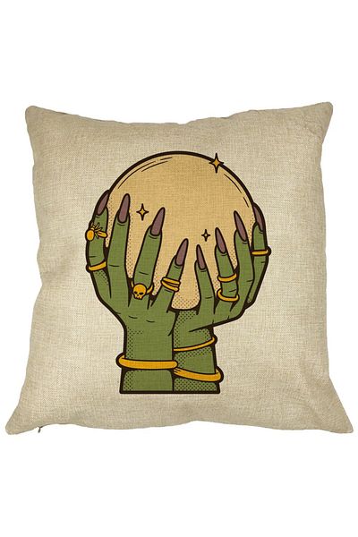 BEKZ Perna Decorativa cu motiv de Halloween 9, 40x40 cm, Husa Detasabila, Burduf