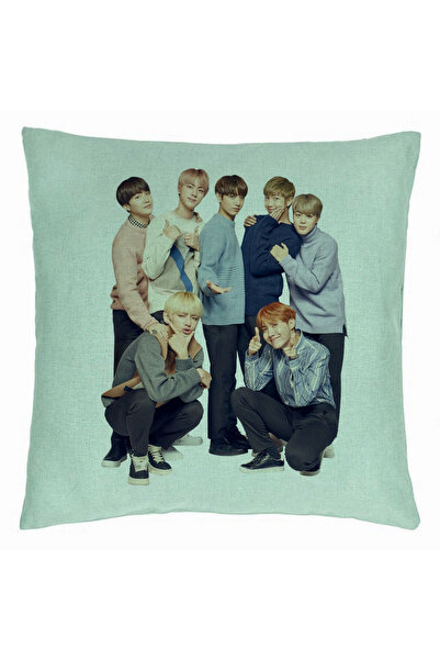 BEKZ Perna Decorativa BTS Army 11, 40×40 cm, Verde Menta, Husa Detasabila, Bu...