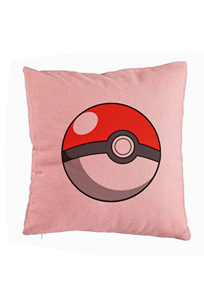 BEKZ Perna Decorativa, Model copii Pokeball, 40x40 cm, Roz, Husa Detasabila, Burduf