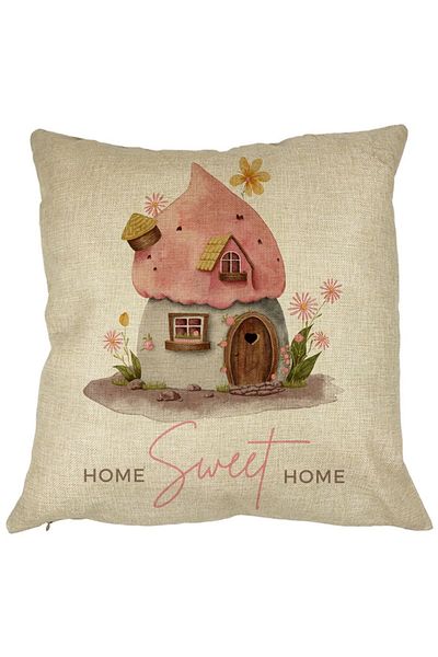 BEKZ Perna Decorativa, Home Sweet Home, 40x40 cm, Husa Detasabila, Burduf