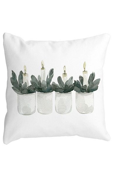 BEKZ Christmas Themed Pillowcase, Candles, 3, 40x40 Cm, White, Matte
