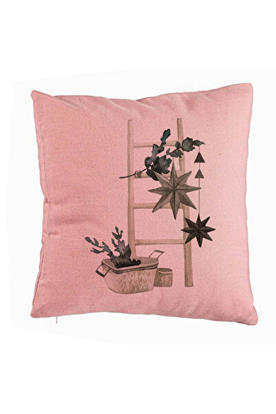 BEKZ Perna Decorativa cu tematica de Craciun, 12, 40x40 cm, Roz, Husa Detasab...