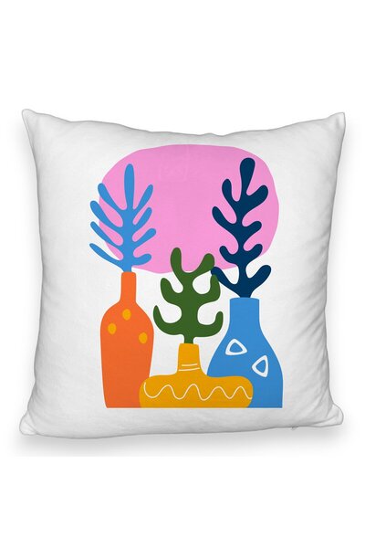 BEKZ Perna Decorativa Fluffy, Model Abstracta 2, 40x40 cm, Alba, Husa Detasab...