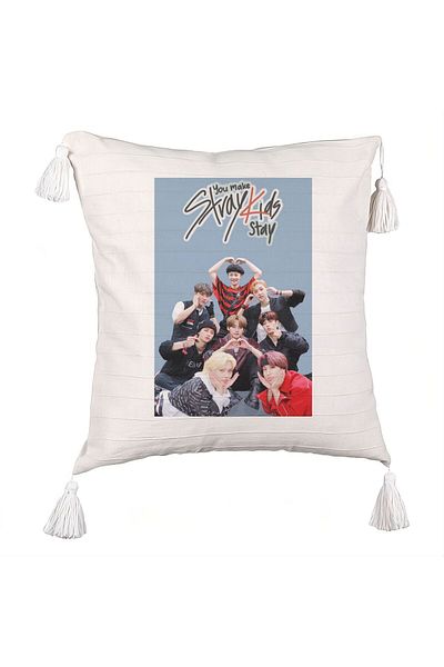 BEKZ Decorative Pillow with Fringes, Stray Kids 15, 45×45 cm, With zipper
