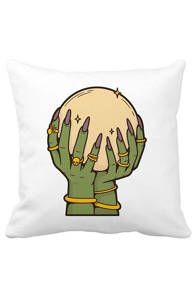 BEKZ Decorative Pillow with Halloween Motif 9, 40x40 cm, White, Matte, Removable Cover, Bellows