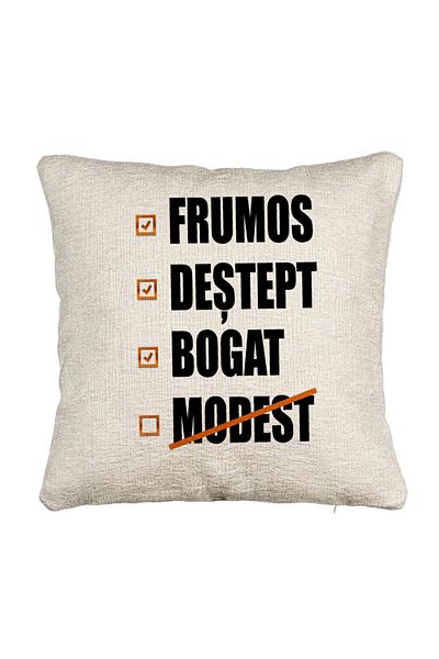 BEKZ Fata de perna Canapea, Model Frumos Destept Bogad Modest, 40x40 cm, Cu fermoar