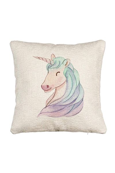 BEKZ Fata de perna Canapea, Model Unicorns, 40x40 cm, Cu fermoar