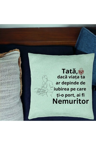 BEKZ Perna Decorativa, Model pentru Tata 8, 40x40 cm, Verde Menta, Husa Detas...