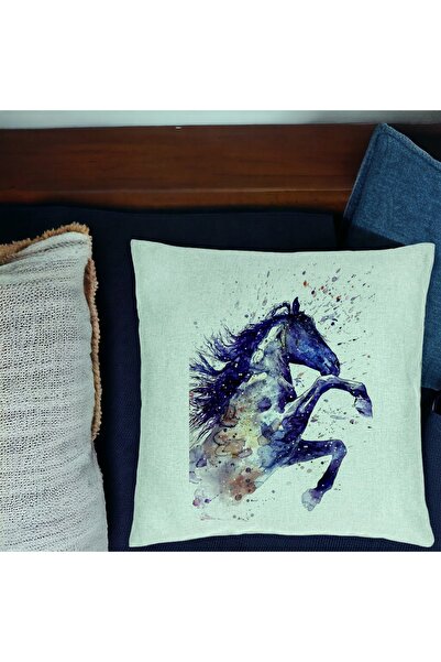 BEKZ Față de pernă, model colorat cu cai, 40x40 cm, verde mentă