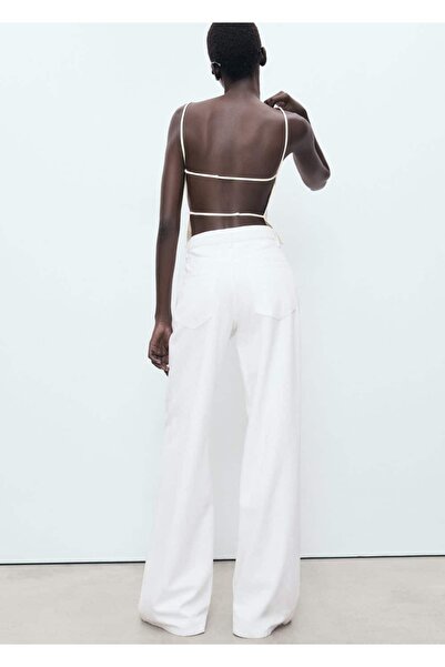 MANGO Woman Džíny Wideleg s nízkým pasem