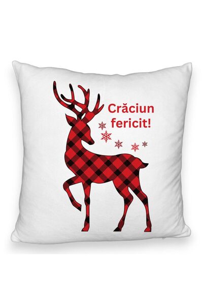 BEKZ Пухкава калъфка за възглавница с коледна тематика, елени и текст 4, 40x4...