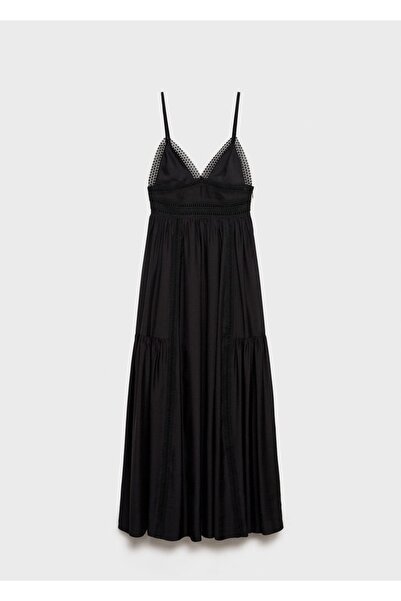 MANGO Woman Dantel detaylı uzun elbise