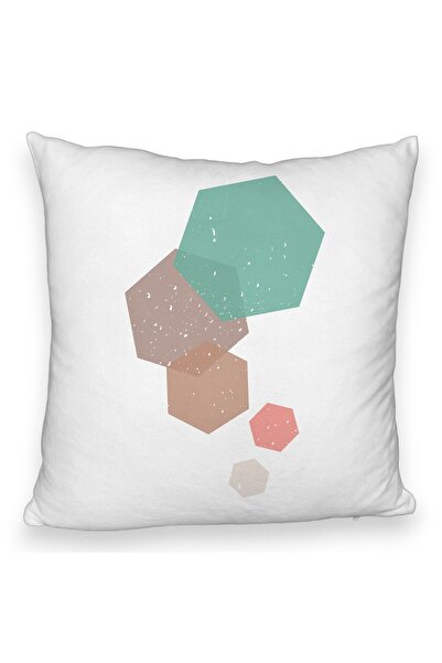 BEKZ Față de pernă pufoasă, model cu 2 forme geometrice, multicoloră, 40x40 c...