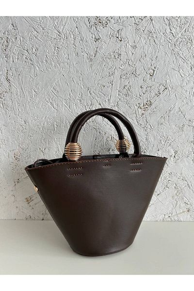 Daj Company Women's Gold Detailed Pouch Bucket Model Hand and Shoulder Bag