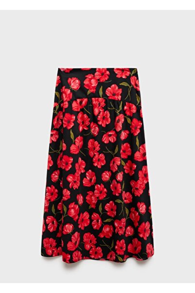 MANGO Woman Çiçek desenli evaze etek