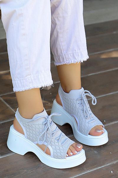 kajal ayakkabı Frm 602 Lace Detailed Knitwear Sandals
