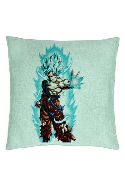 BEKZ Pernă decorativă cu Goku Vegeta Super Saiya Saiyan Dragon Ball, 40x40 cm, verde mentă, detașabilă