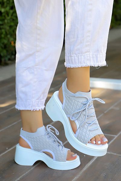 kajal ayakkabı Frm 602 Lace Detailed Knitwear Sandals
