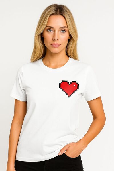 MONARCHMODA Tricou pentru femei (TRIOC PREMIUM ALB IMPRIMAT REGULAR FIT / CORT NORMAL 100% bumbac 100% GULER CU DUA ORI)