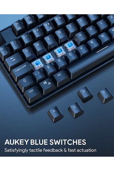 AUKEY Mechanical Wired Keyboard Blue Switches 104 Keys KMG16 Black