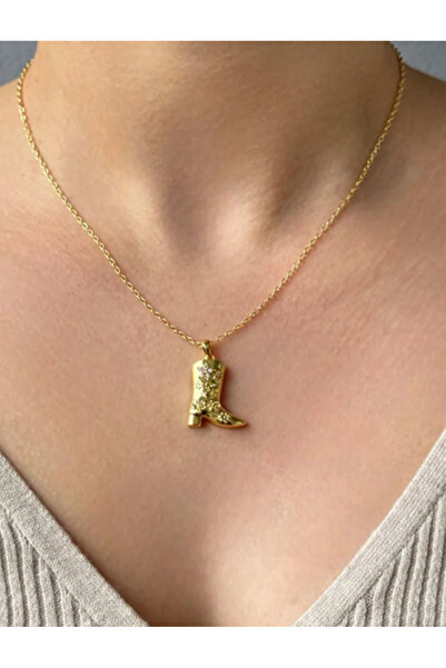 Ervalina Altın Renkli Çelik Kolye – Ervalina Çizme Tasarımı