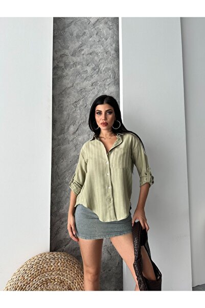 MYGİYİMİSTANBUL Women's Striped Long Sleeve Shirt