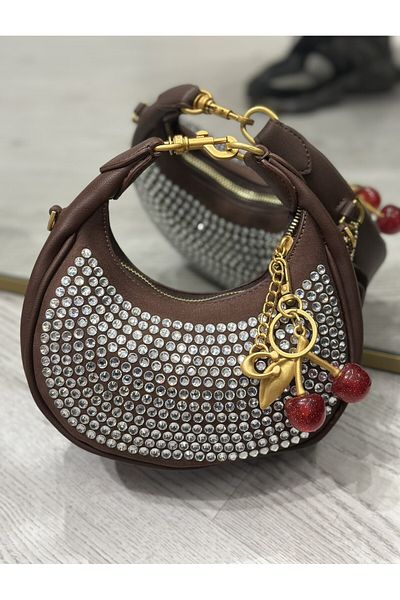 lucky horse Charm Crossbody Bag with Stones and Hand and Shoulder Strap