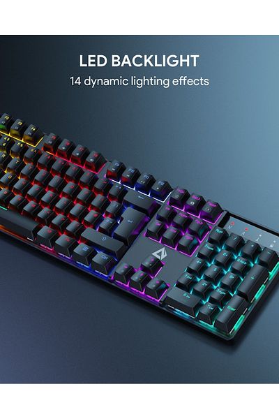 AUKEY Mechanical Wired Keyboard Blue Switches 104 Keys KMG16 Black