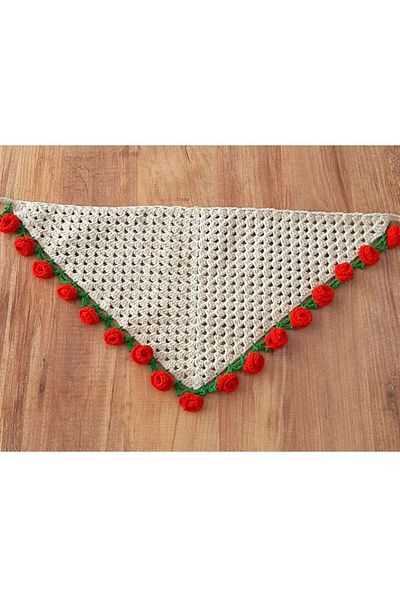 Charme Elegant باندانا وردية محبوكة يدويًا