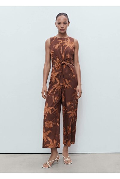 MANGO Woman Lyocell cut out bağ detaylı tulum