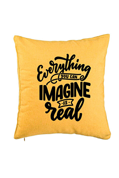 BEKZ Față de pernă, Tot ce îți poți imagina este model real, 40x40 cm, galben, Burdu