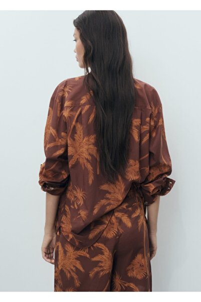 MANGO Woman Βαμβακερό πουκάμισο με σχέδιο παλάμης