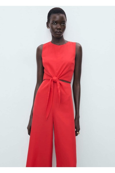 MANGO Woman Lyocell cut out bağ detaylı tulum